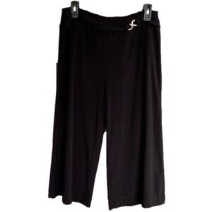 WHITE HOUSE BLACK MARKET Crop Pants Wide Leg Pull-On Capri Black Women Size M